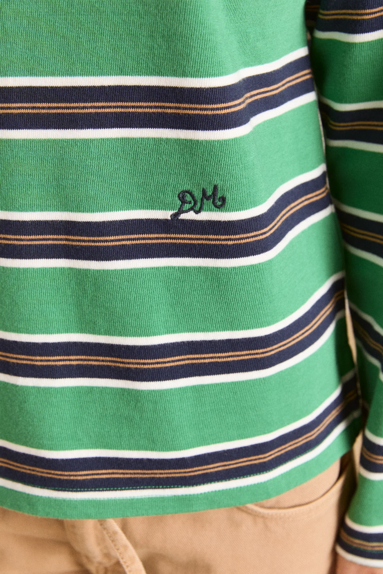 cassia shrunken rugby - green stripe