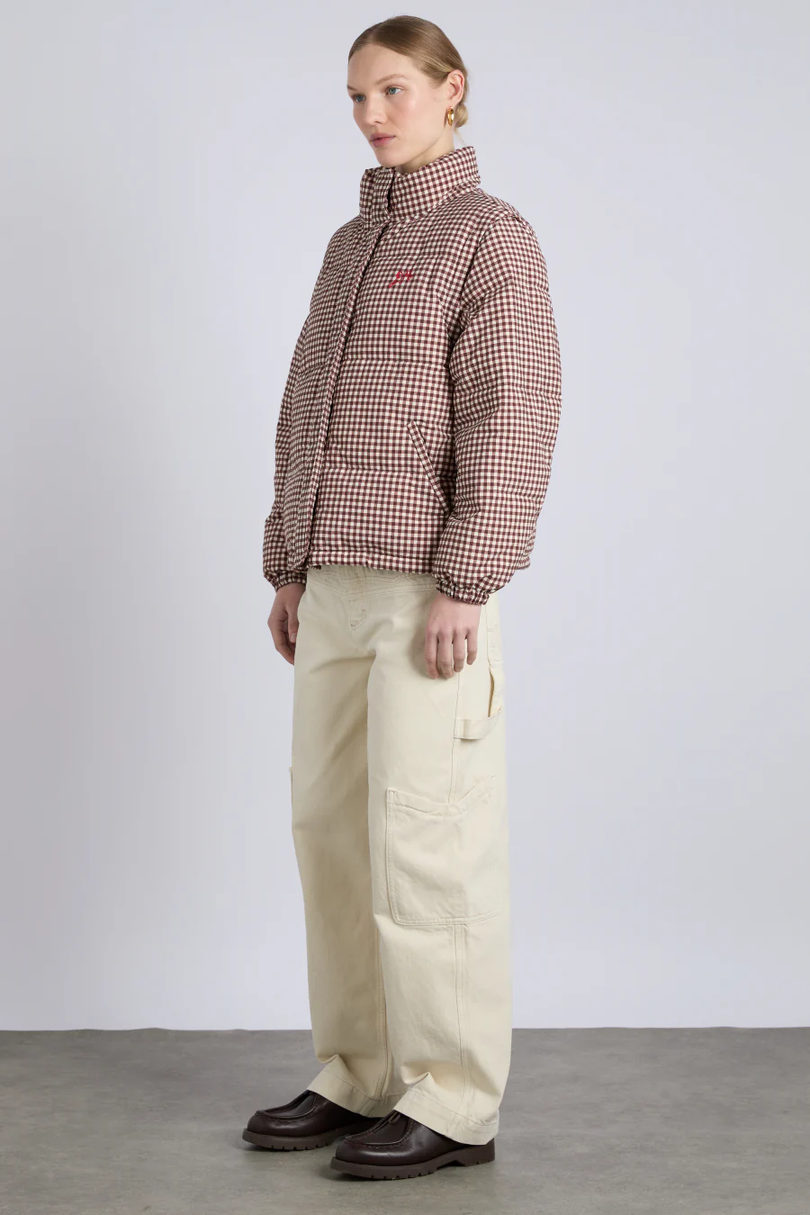 jennifer check puffer - chocolate gingham