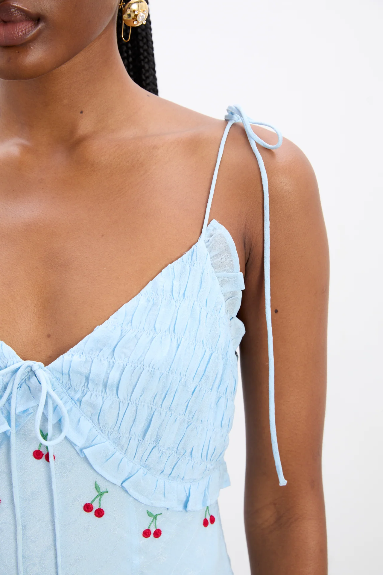 isabella slip midi dress - blue monika jacquard