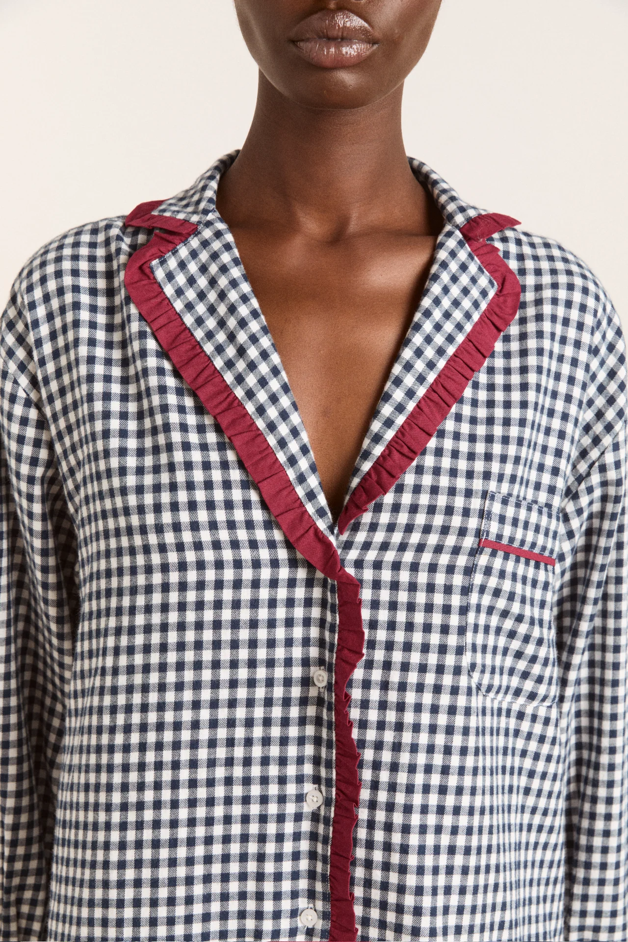 antonia pj set - navy gingham