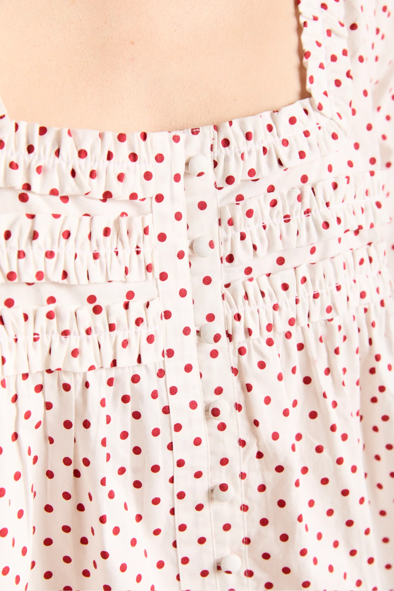 leilani blouse - off white and red spot