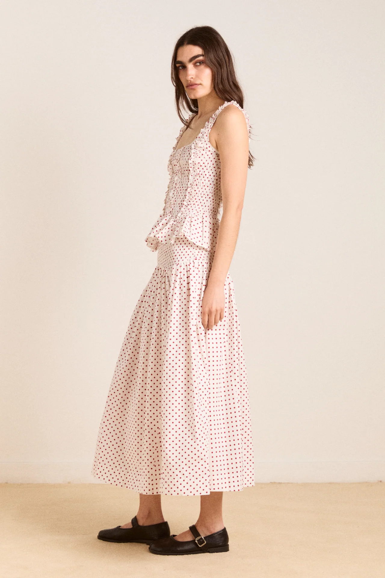 layla skirt - off white and red spot