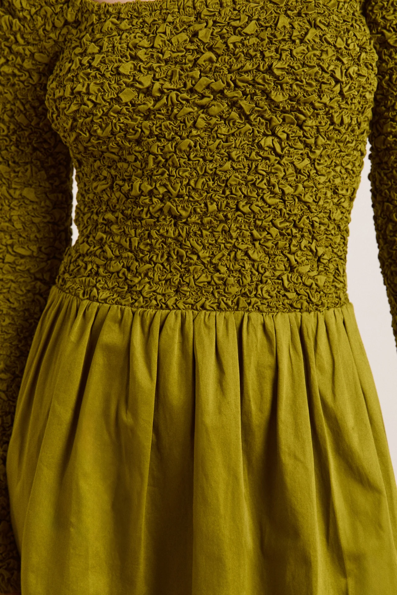 malinda super smocked mini dress - olive
