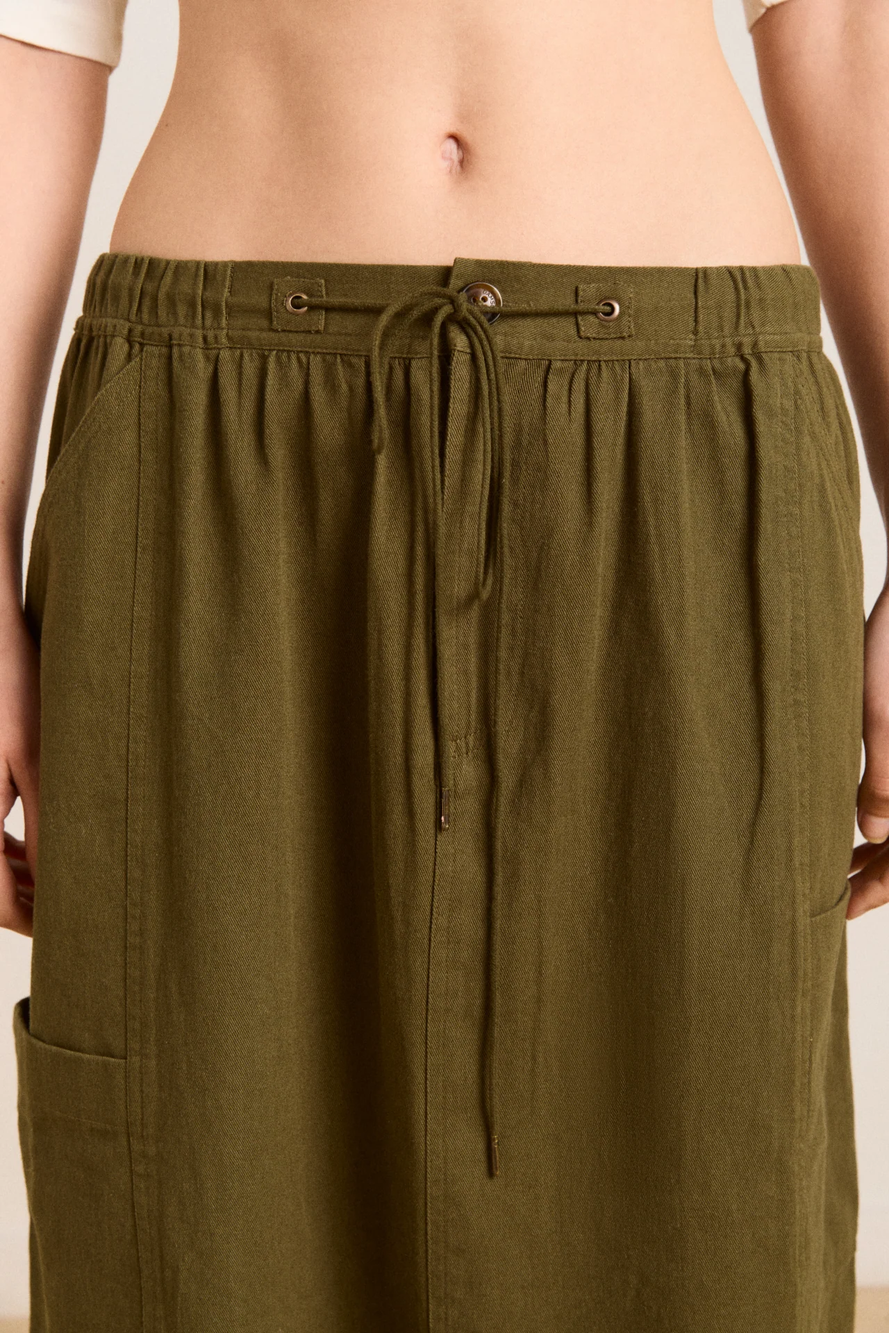 vika utility midi skirt - olive