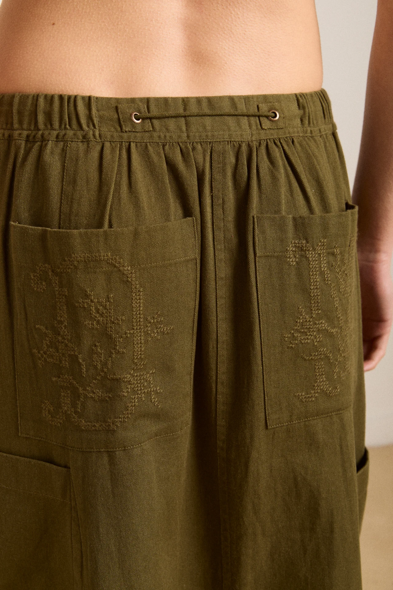 vika utility midi skirt - olive