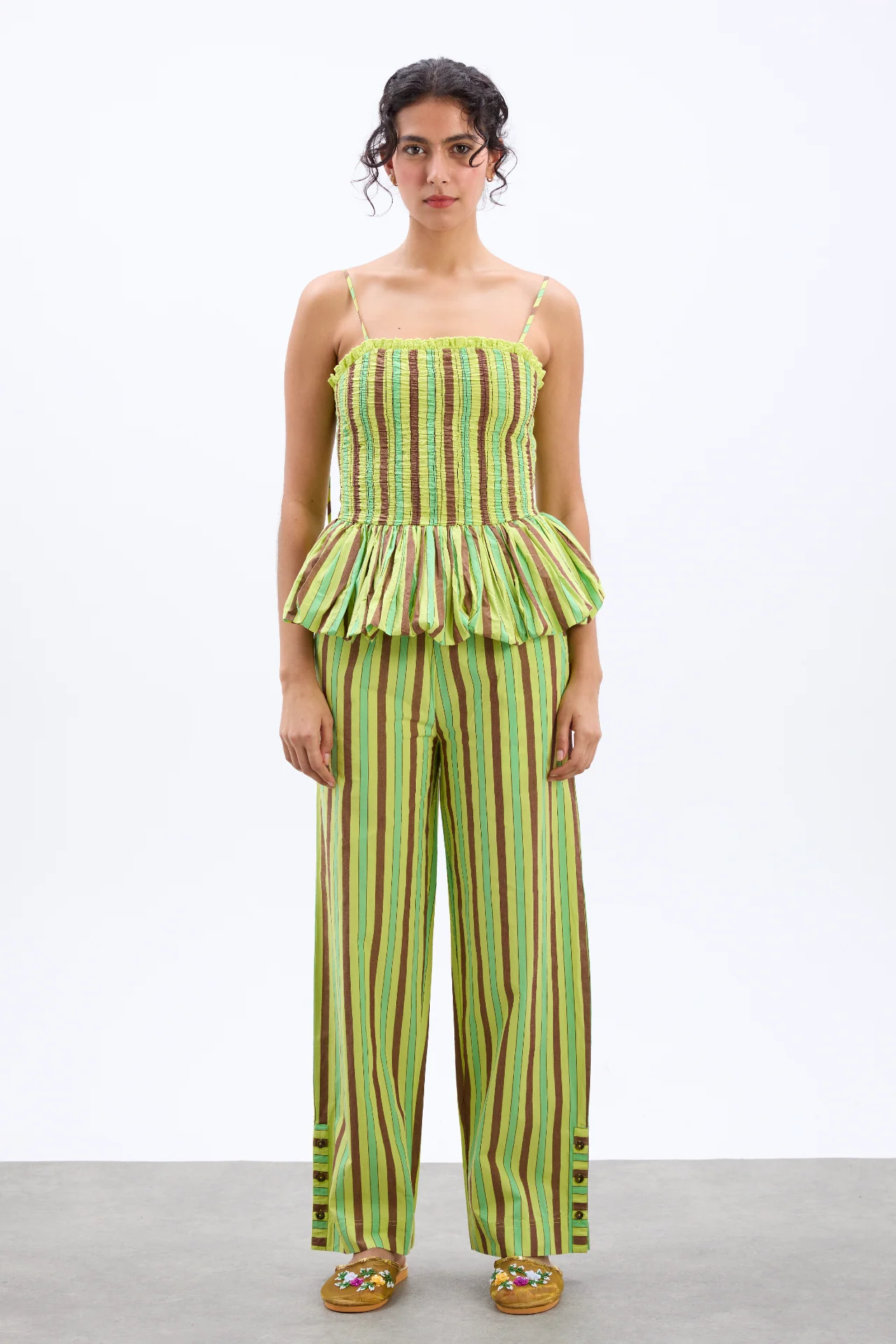 bethan bubble cami - tropical business stripe