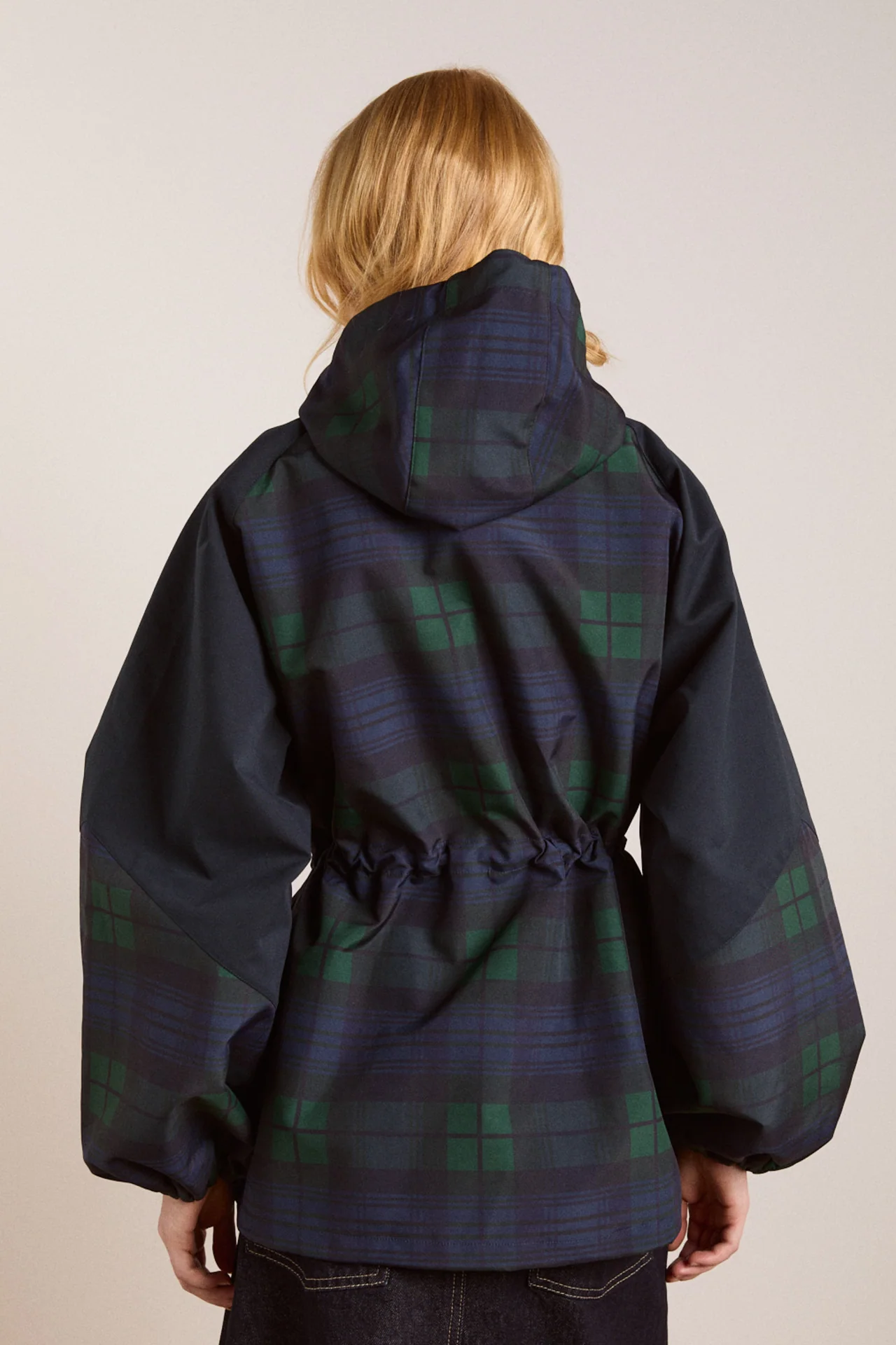 pre-order liu shower resistant raincoat - navy check