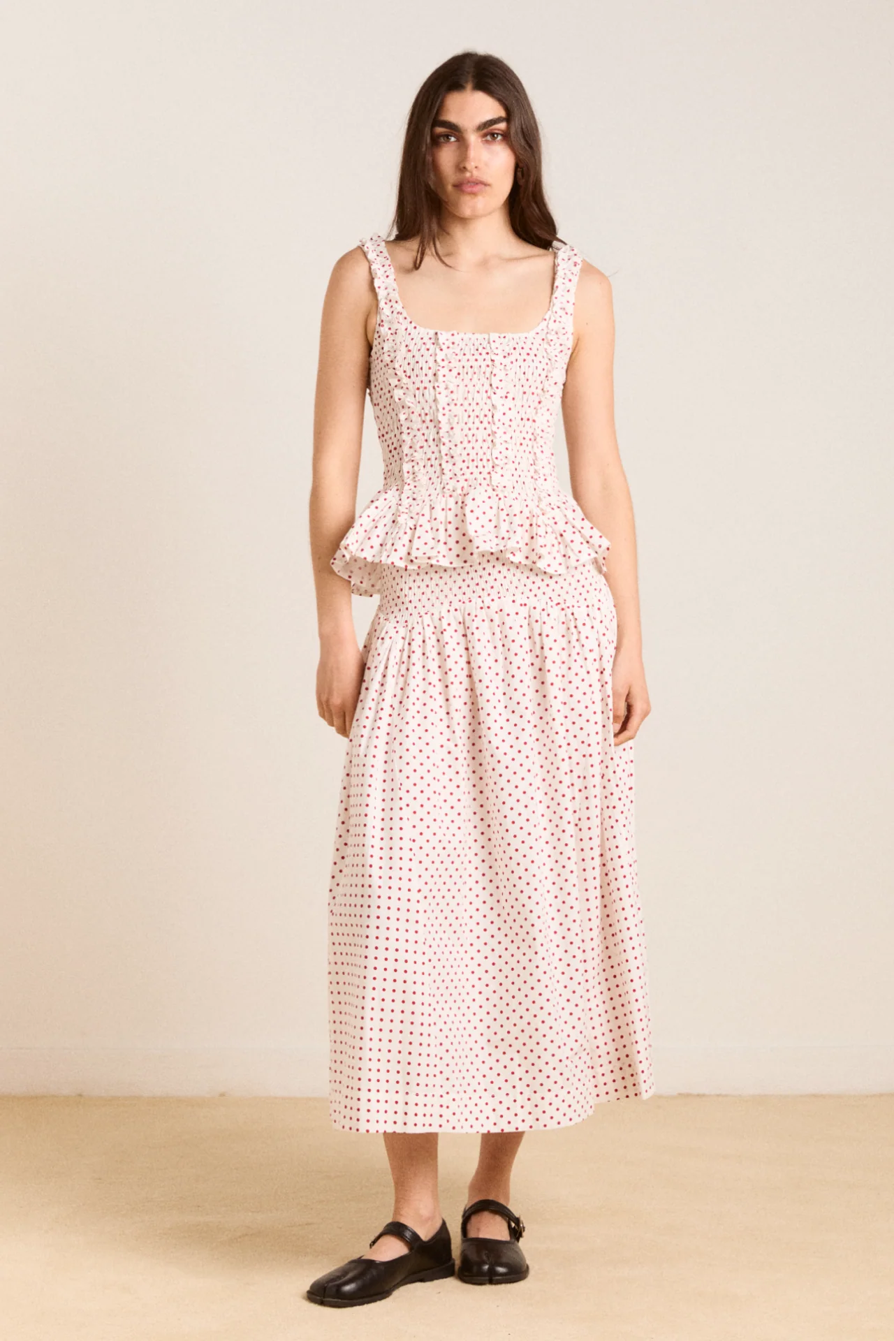 layla skirt - off white and red spot