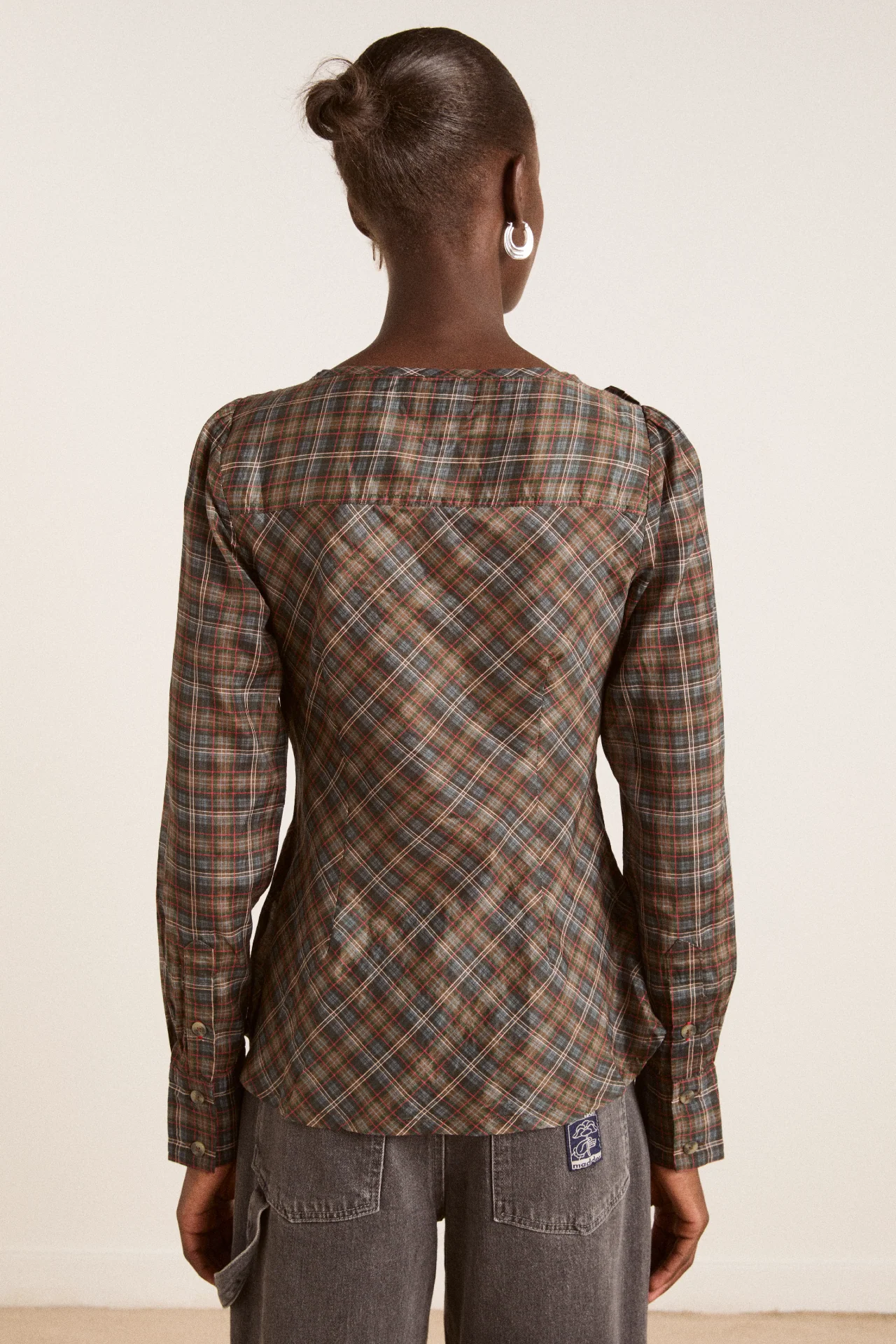 lemi sheer blouse - multi check