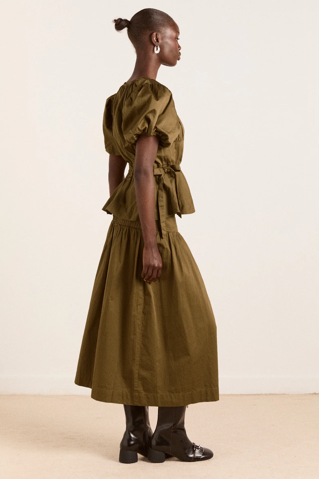 hadley blouse - olive cotton satin