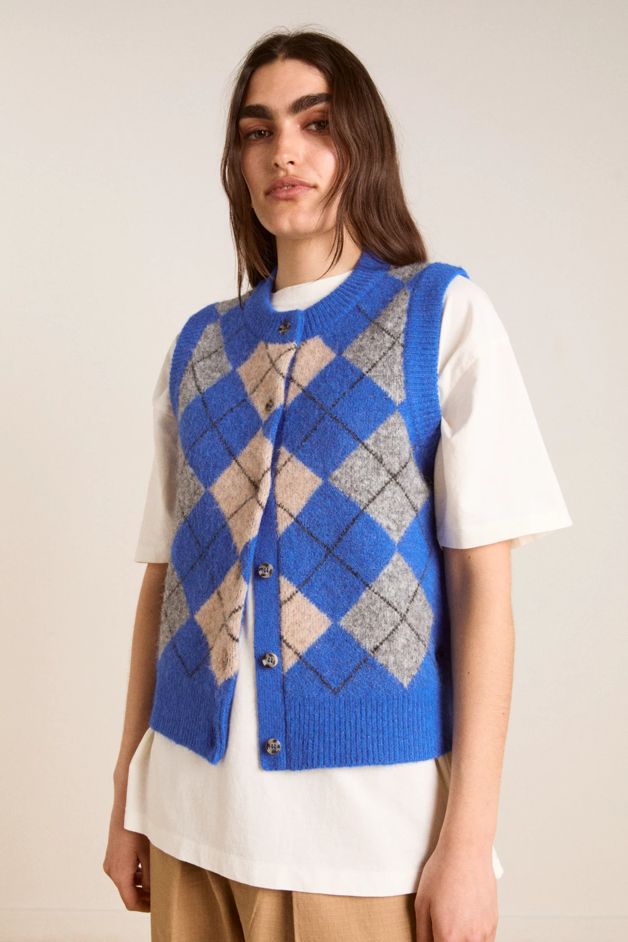 aggie knitted vest - argyle