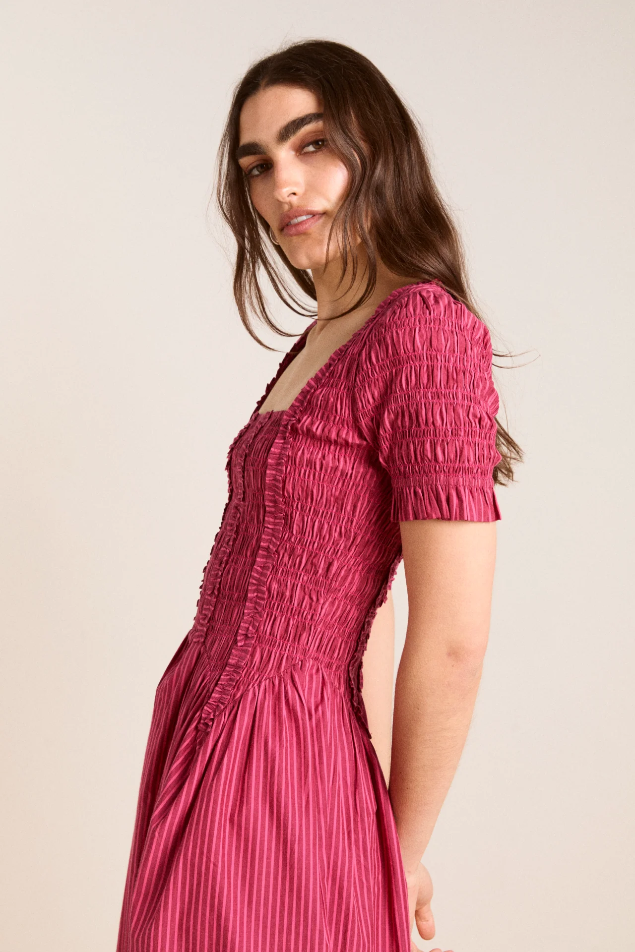 raphaela ruffle midi dress - berry business