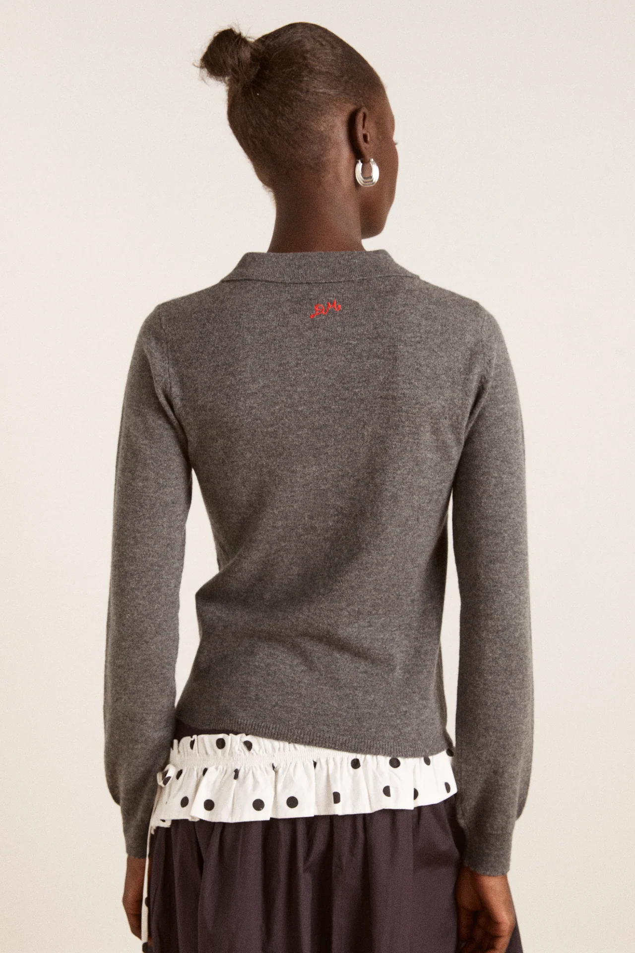 voula wool and cashmere blend cardigan - charcoal