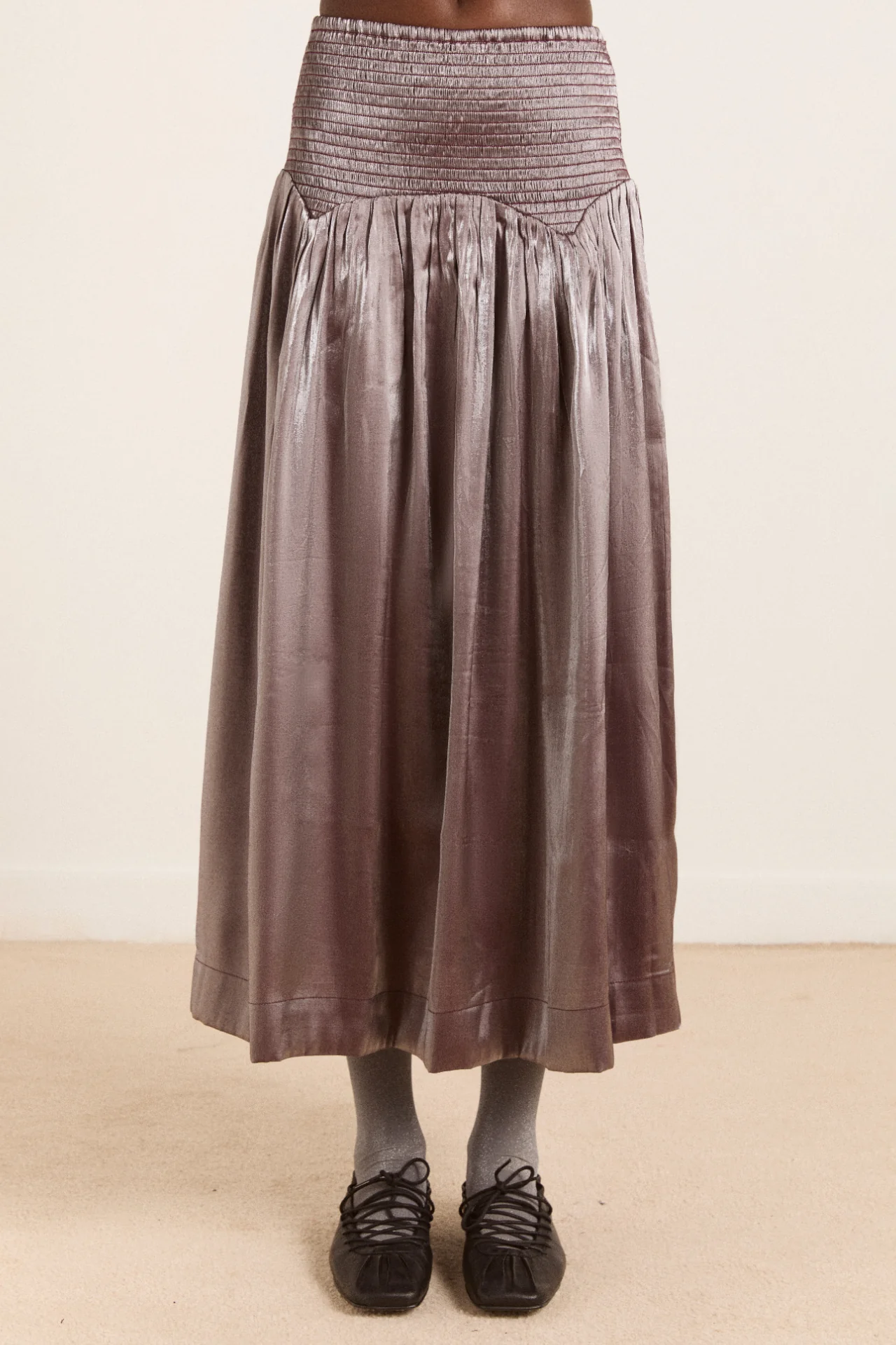 layla midi skirt - glass satin