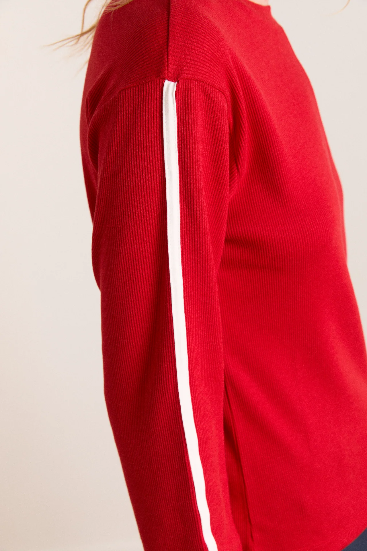 lilah long sleeve top - red rib