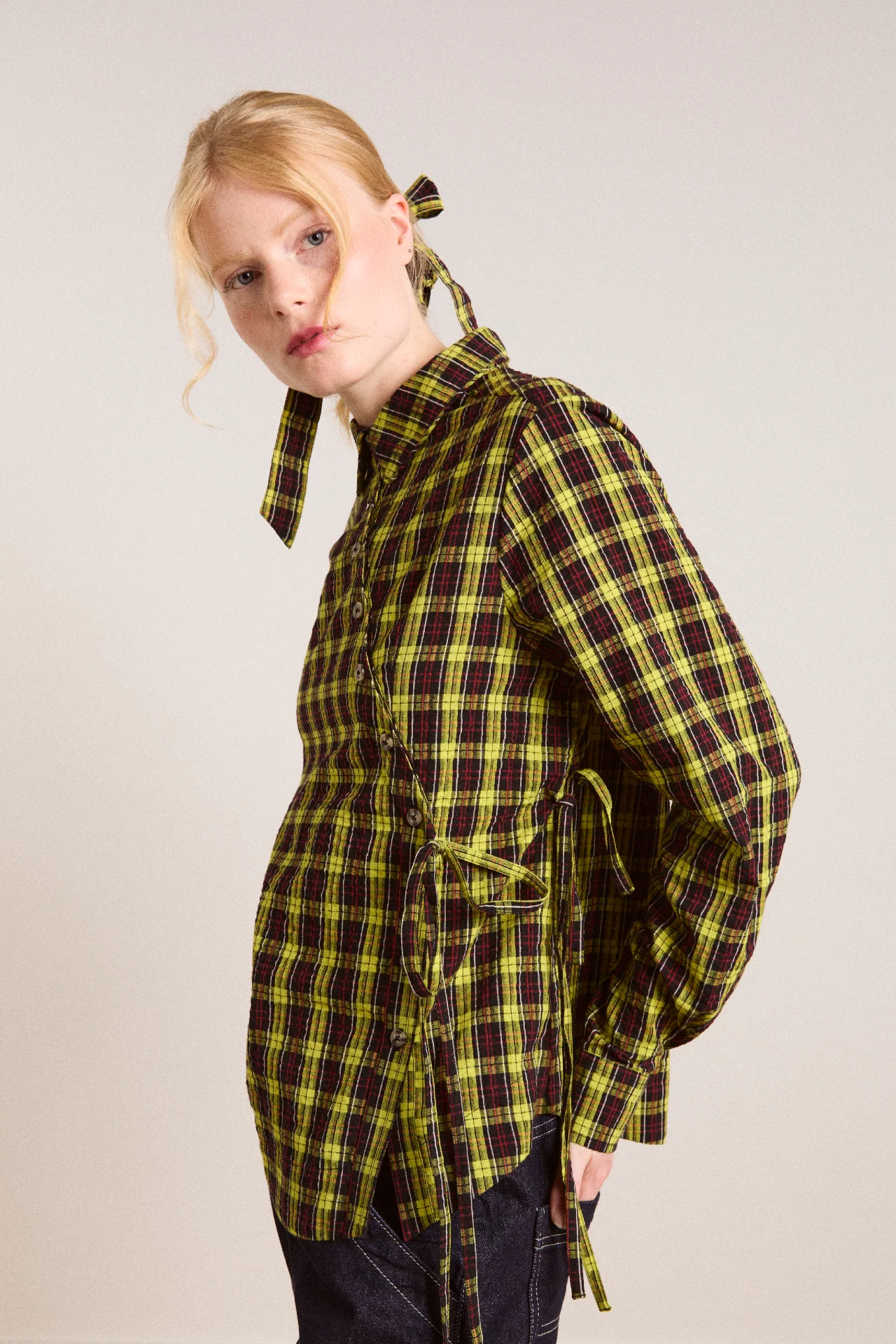 robyn shirt with removable tie - yellow check