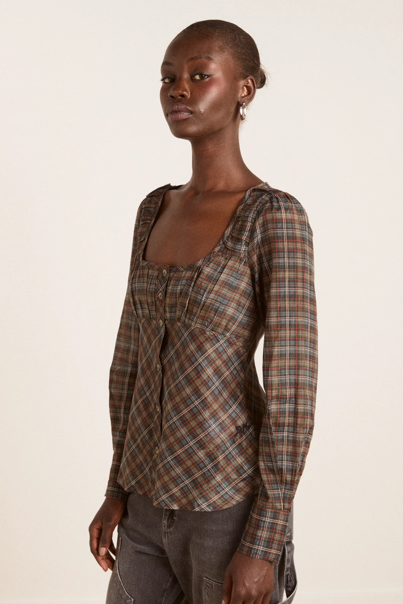 lemi sheer blouse - multi check