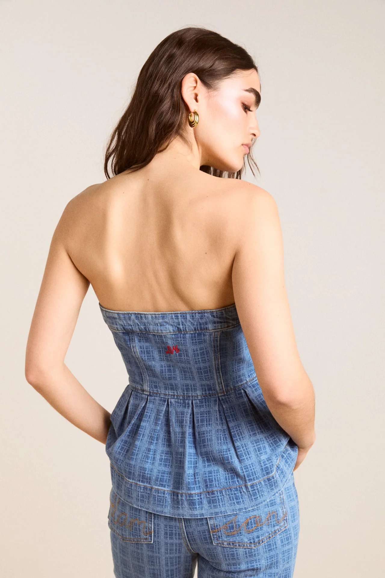 eloise denim top - laser check