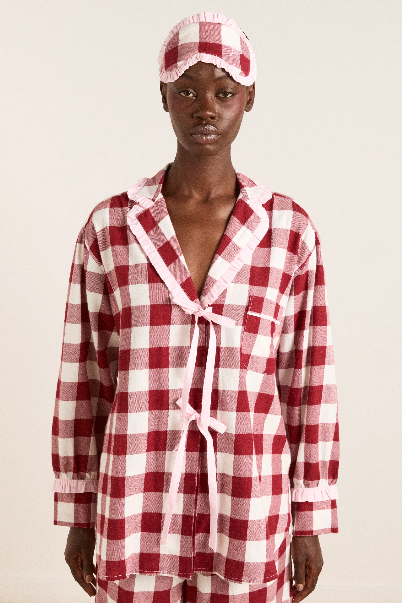 antonella pj set - burg gingham