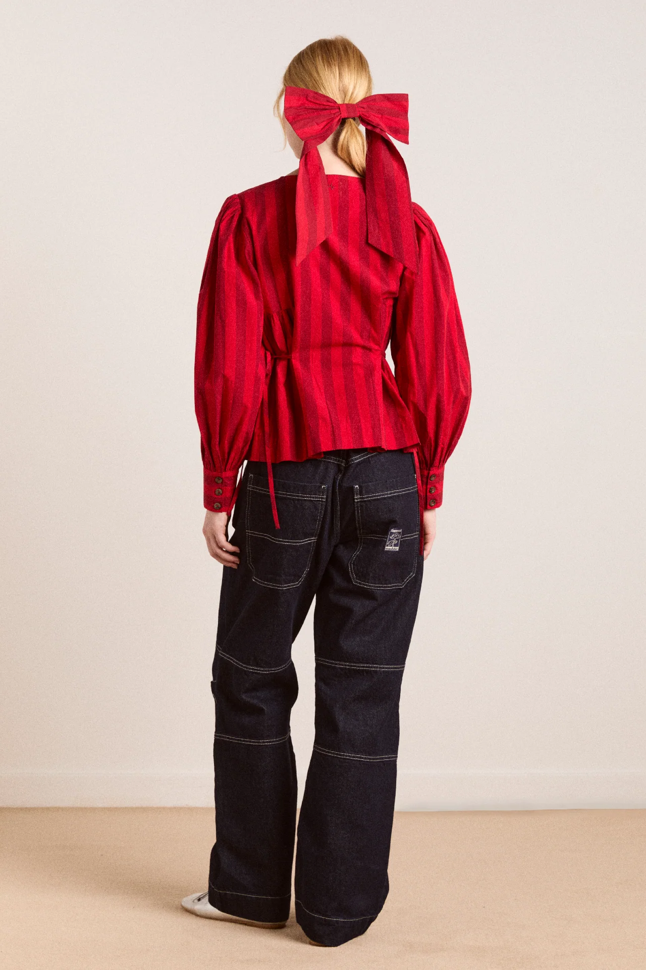 charlize blouse - red stripe