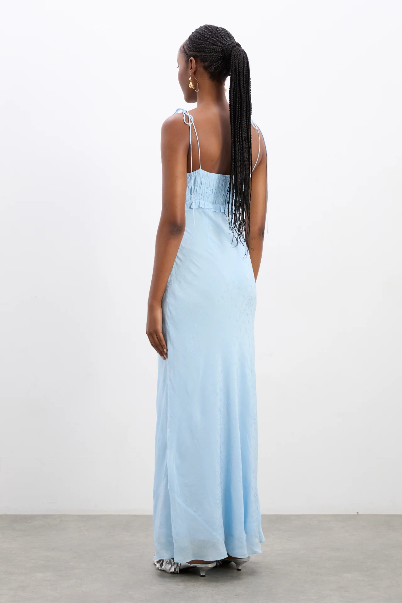 isabella slip midi dress - blue monika jacquard