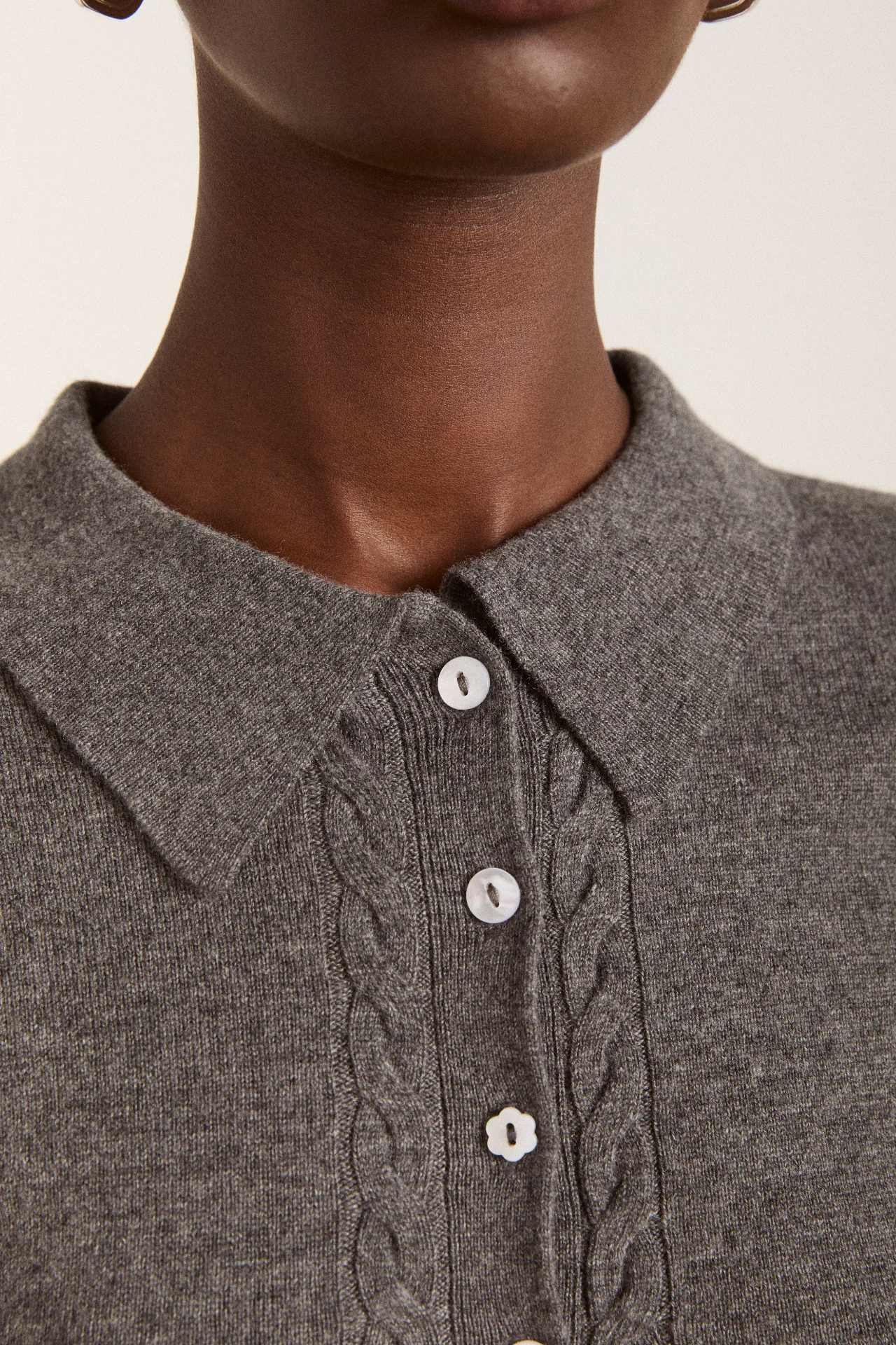 voula wool and cashmere blend cardigan - charcoal