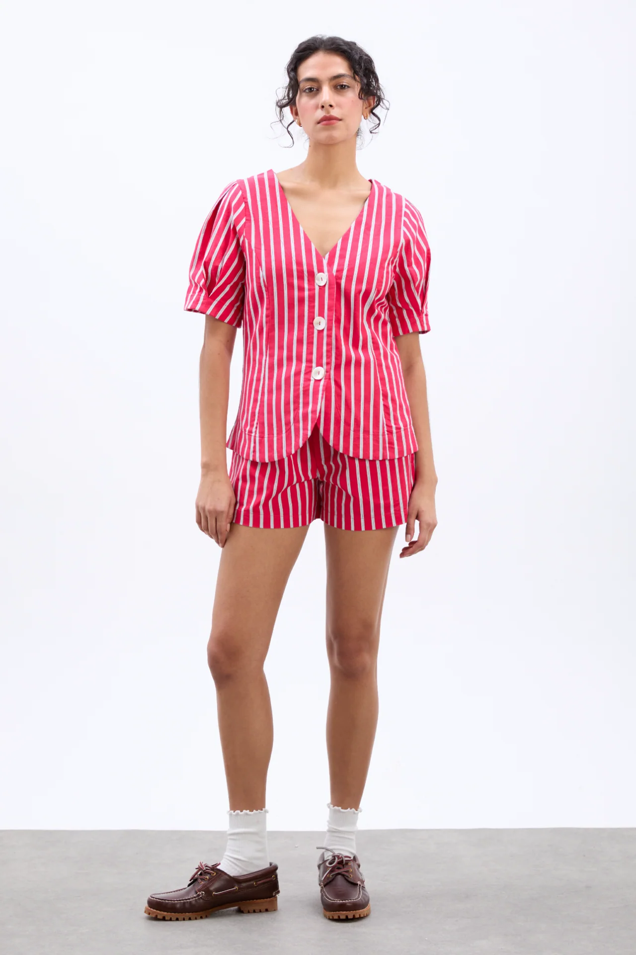 shell blouse - red stripe