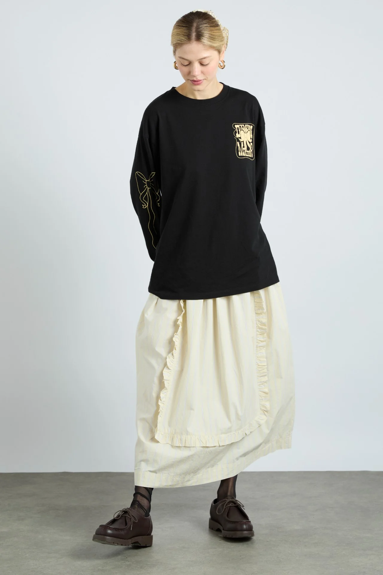 cowboy long sleeve tee- black