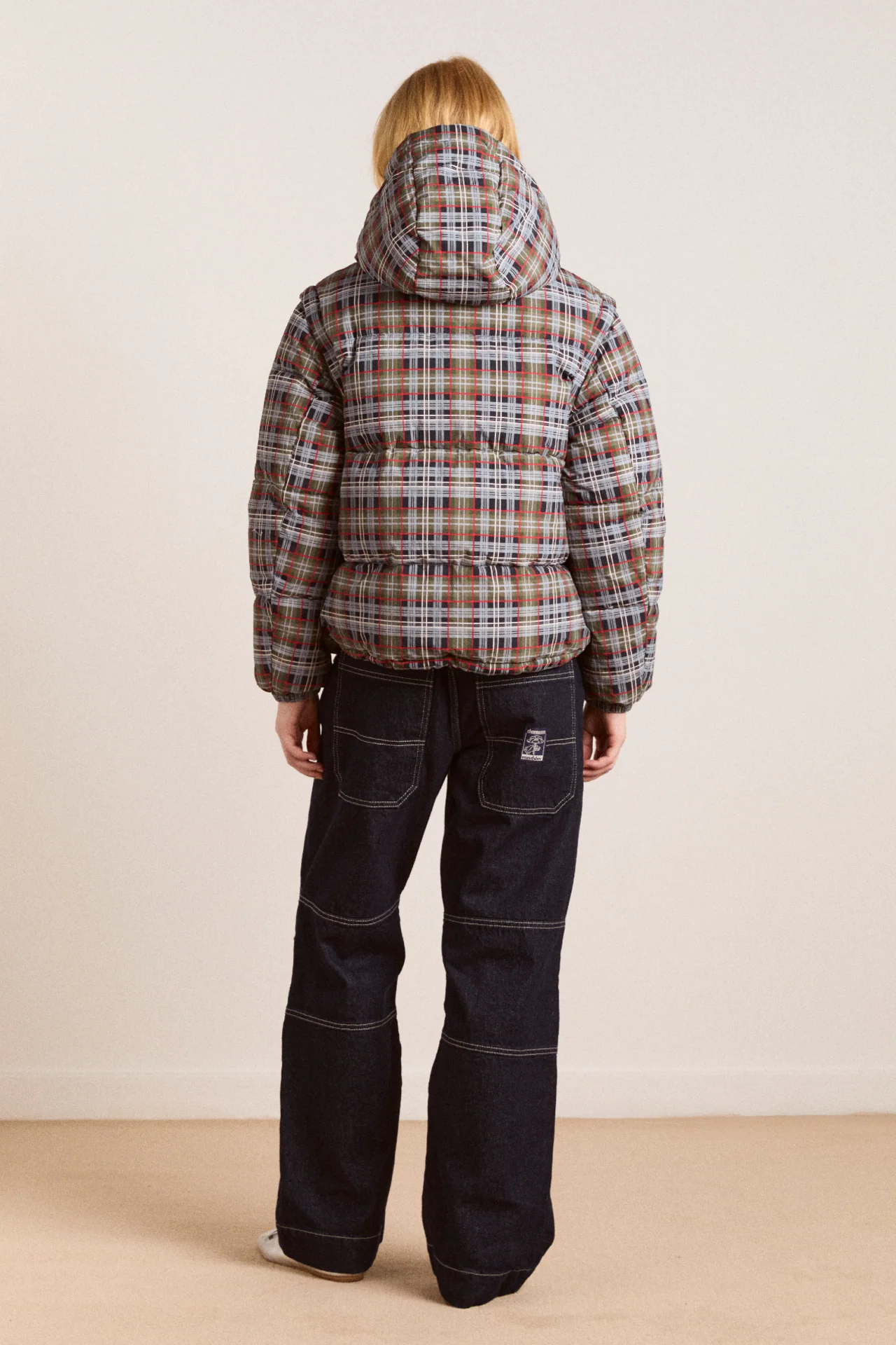 pearl hooded puffer - multi check