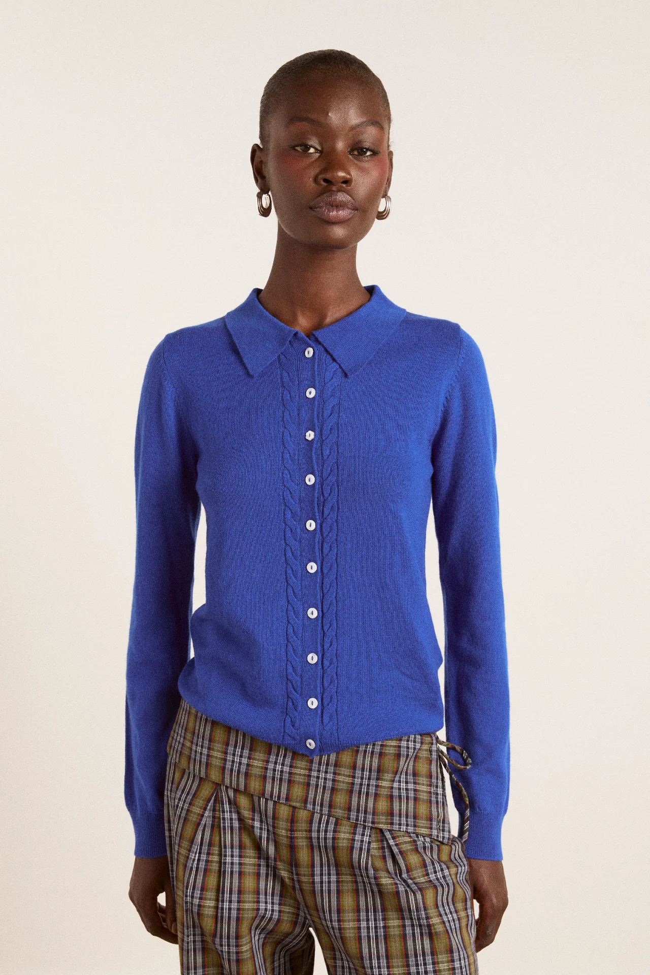 voula wool and cashmere blend cardigan - blue