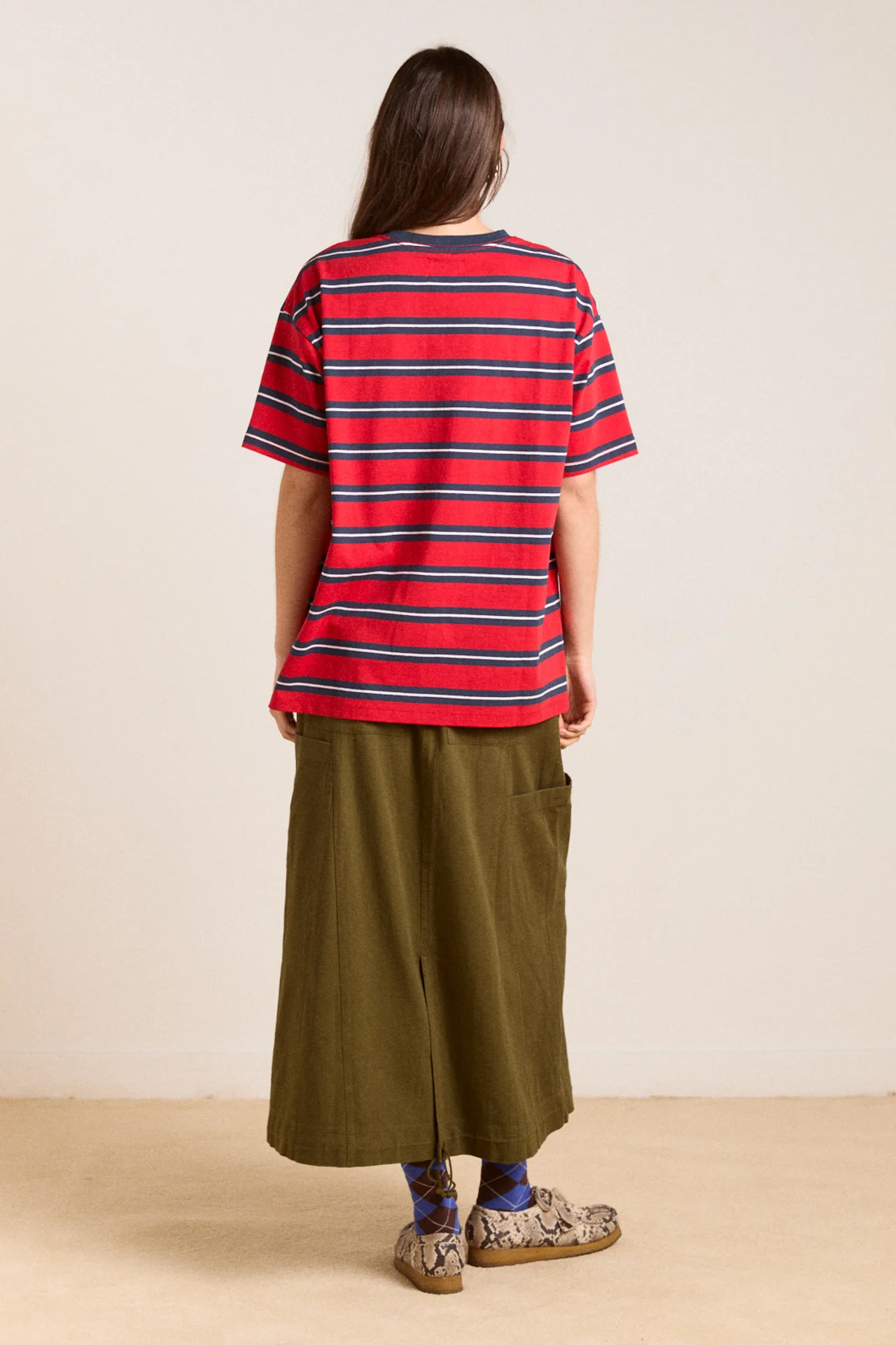boyfriend tee - red/navy stripe