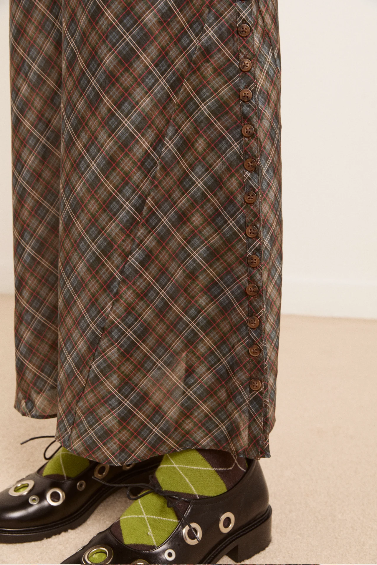 marissa sheer midi dress - multi check