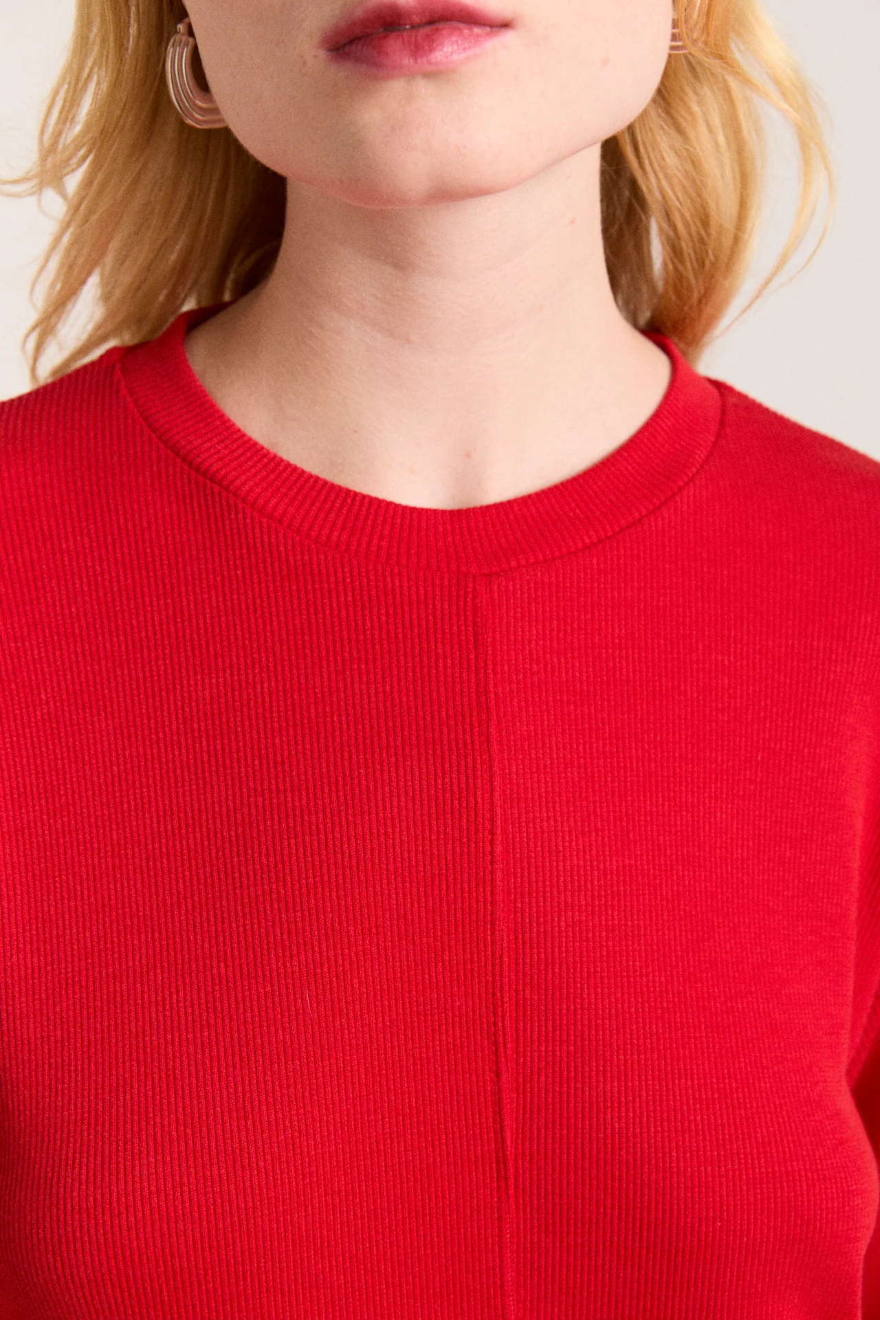 lilah long sleeve top - red rib