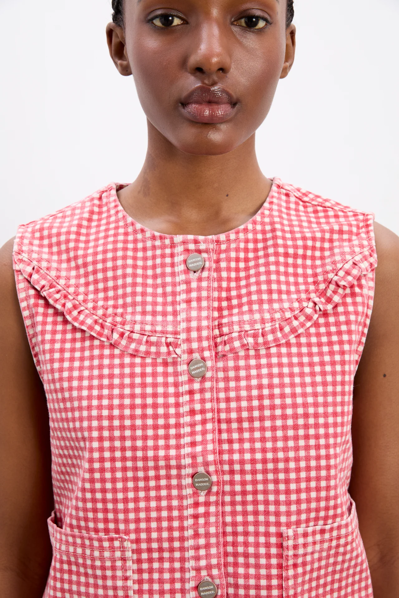 mari vest top- red gingham