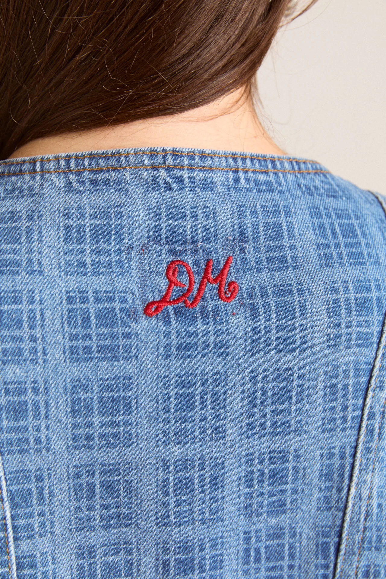 adeline denim mini dress - laser check