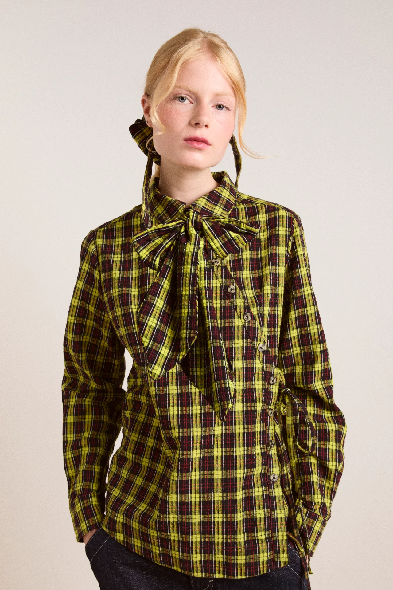 robyn shirt with removable tie - yellow check