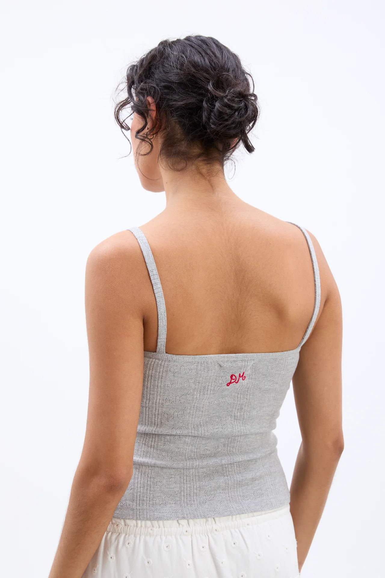 dove pointelle strappy cami - grey