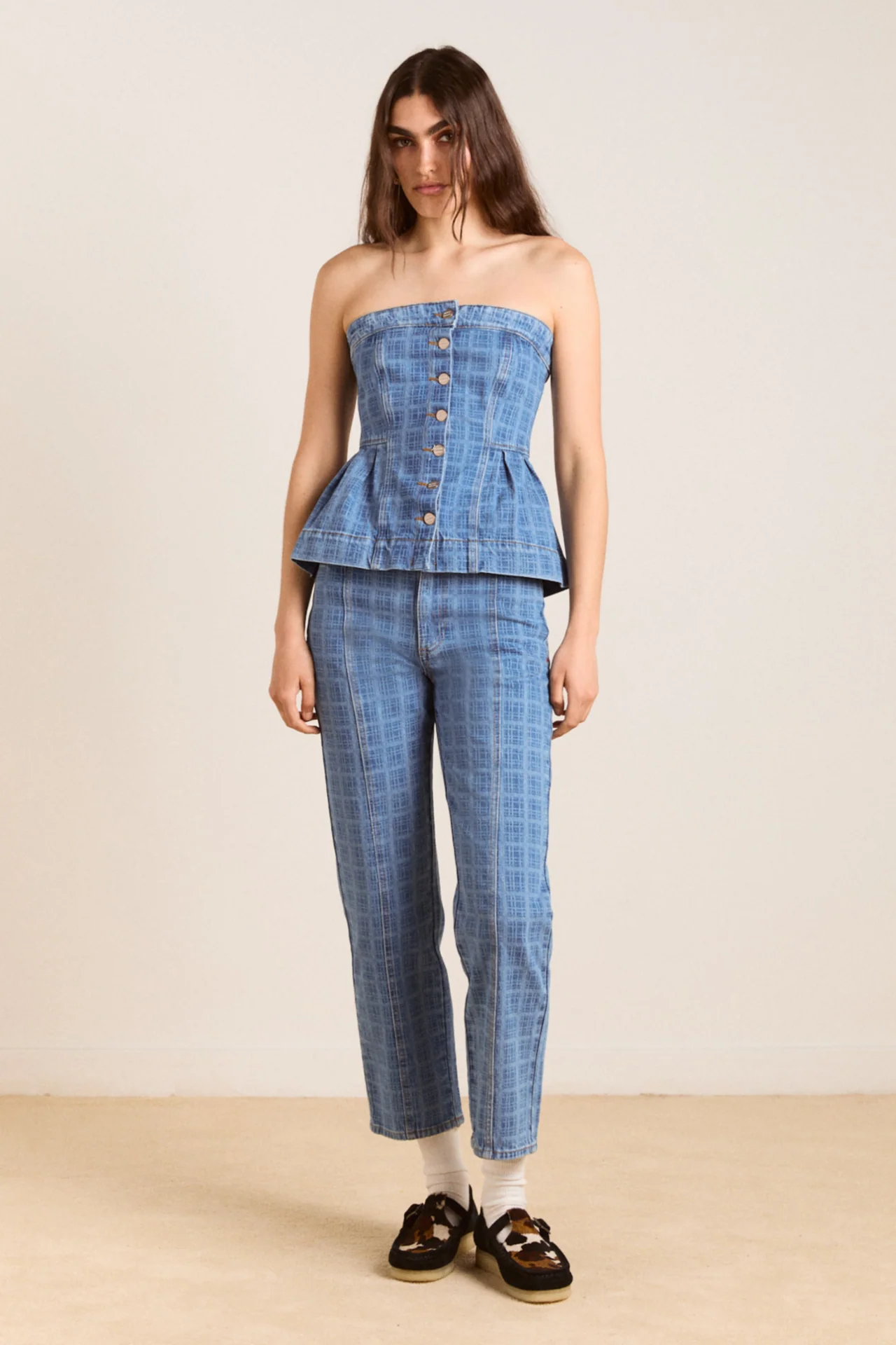 eloise denim top - laser check