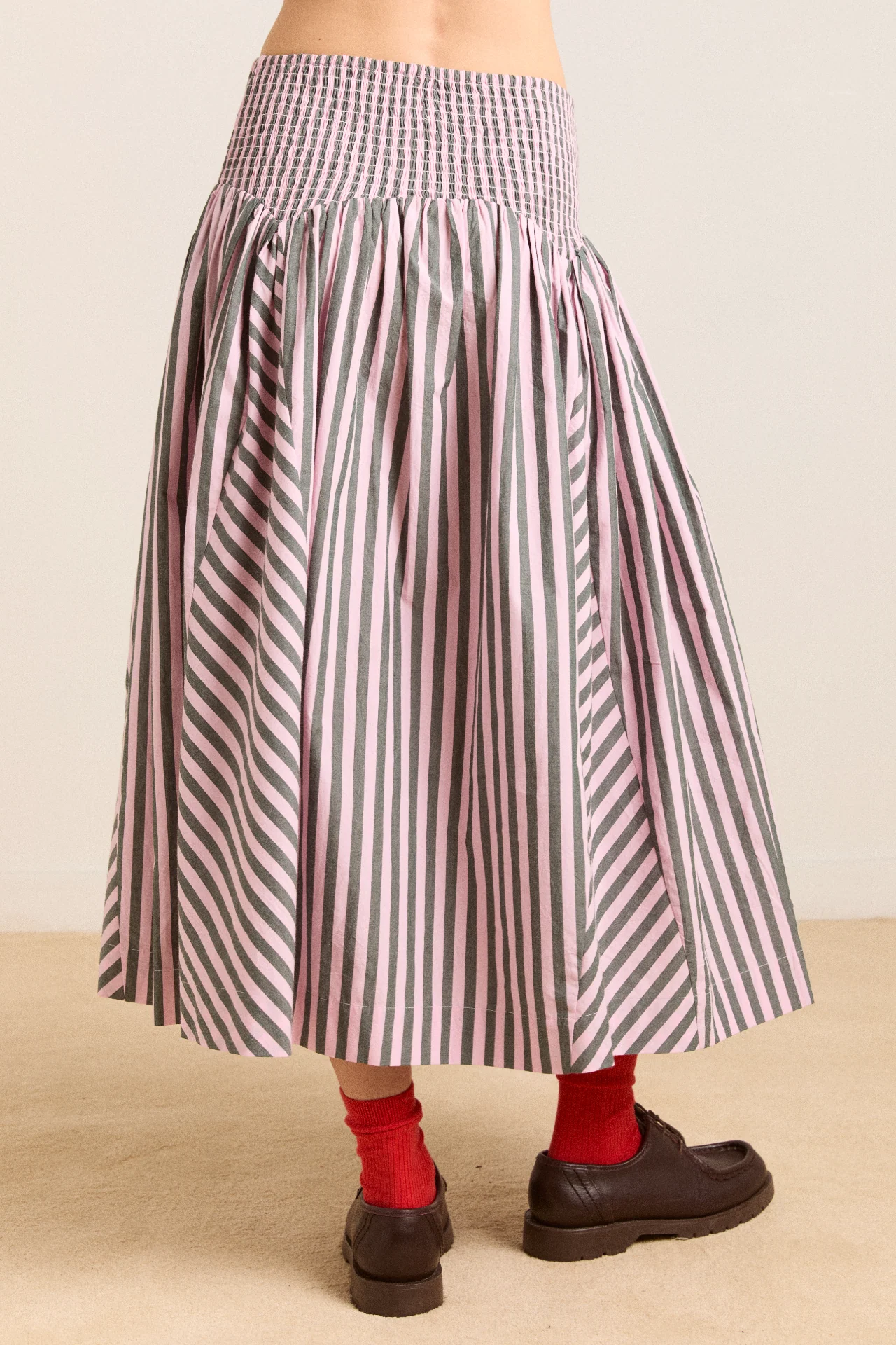 layla godet midi skirt - garden stripe