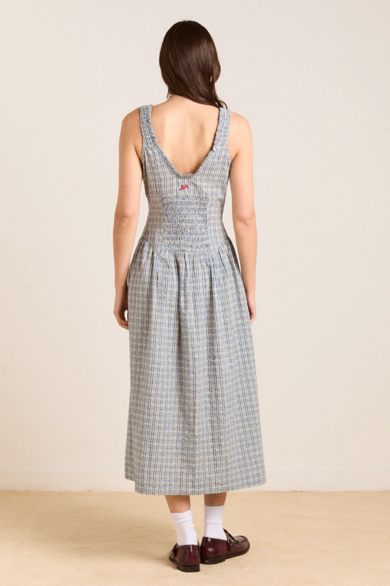 mallory midi dress - cloudy check