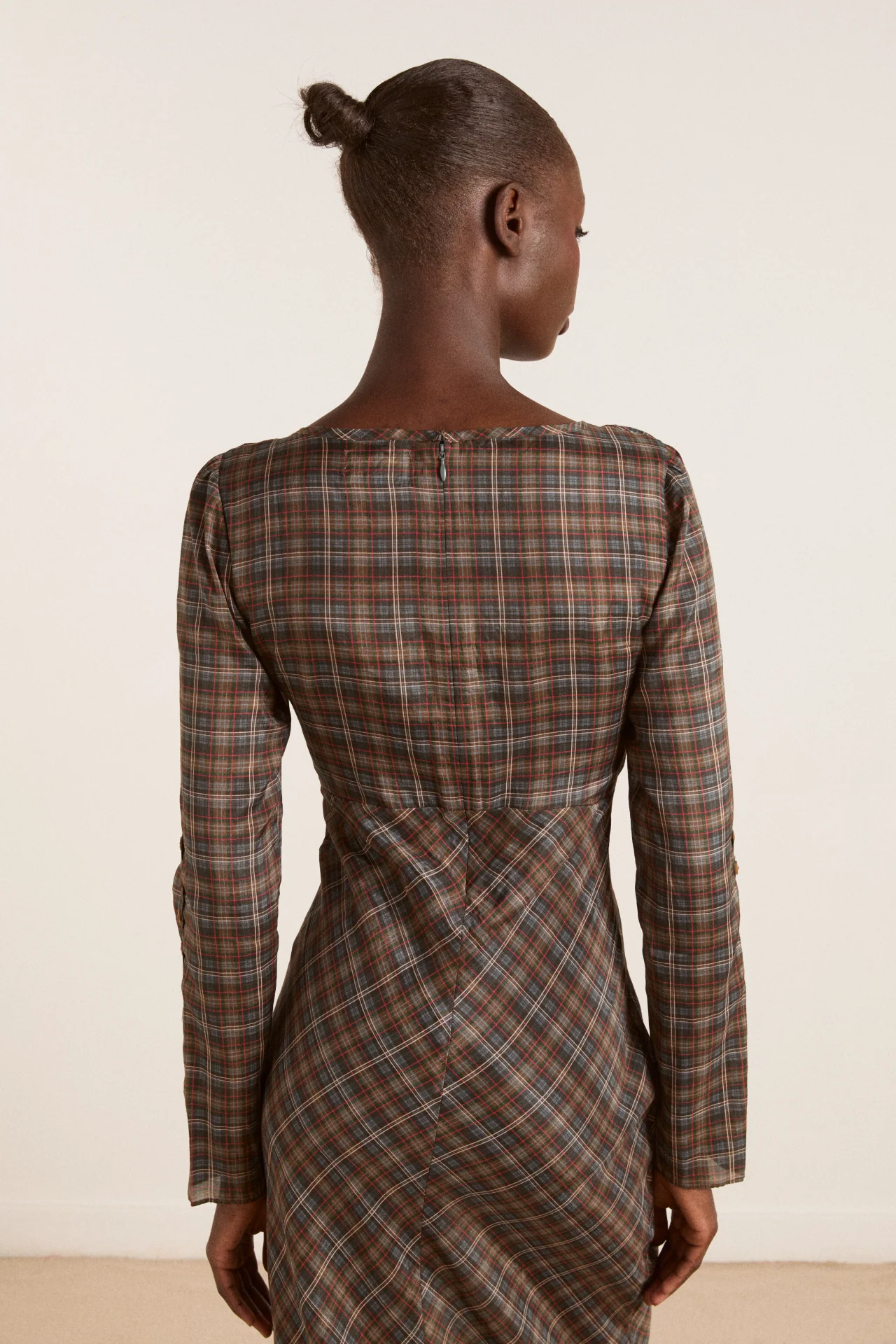 marissa sheer midi dress - multi check