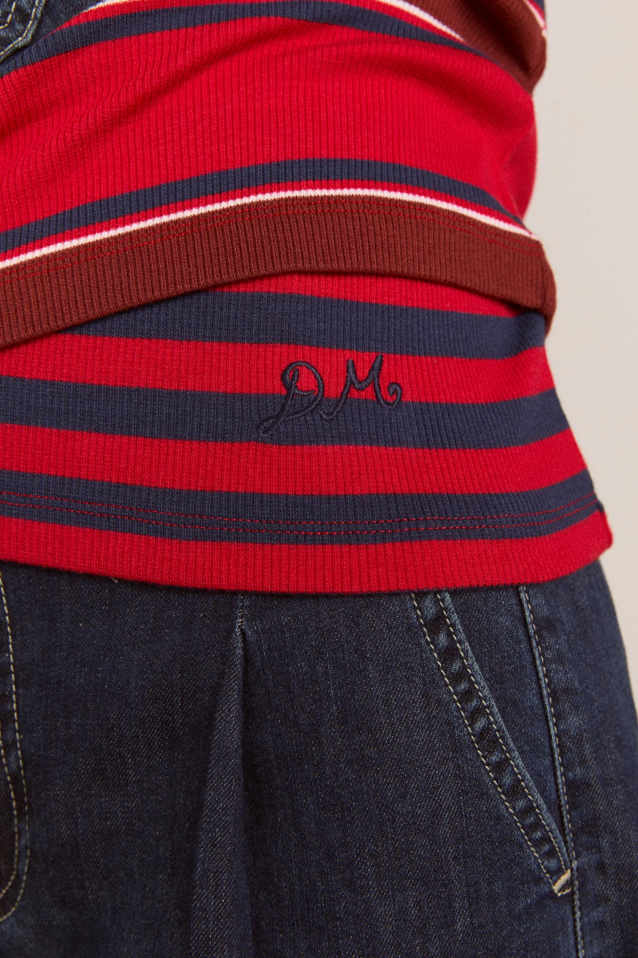 manon layered ls tee red stripe