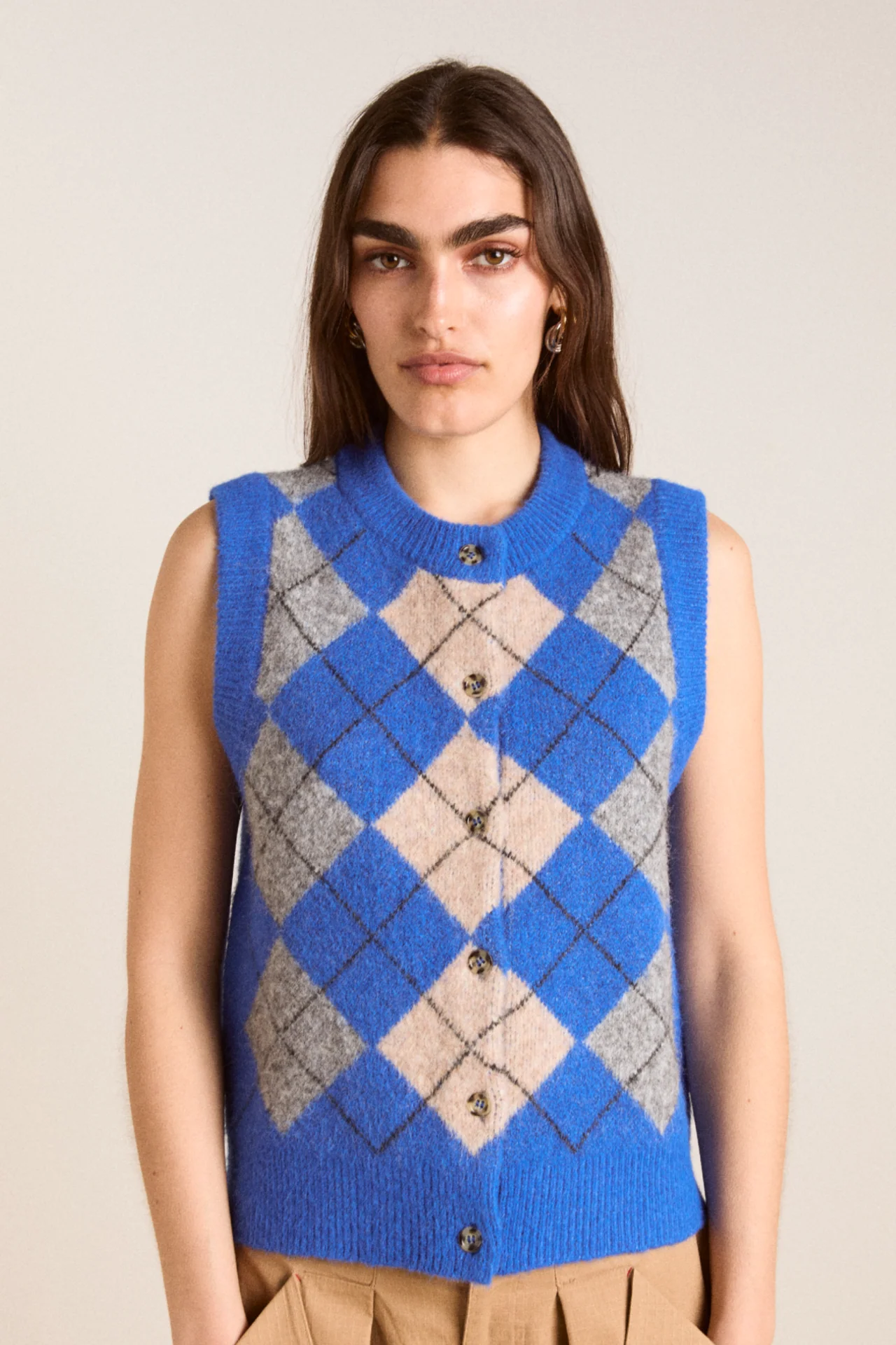 aggie knitted vest - argyle