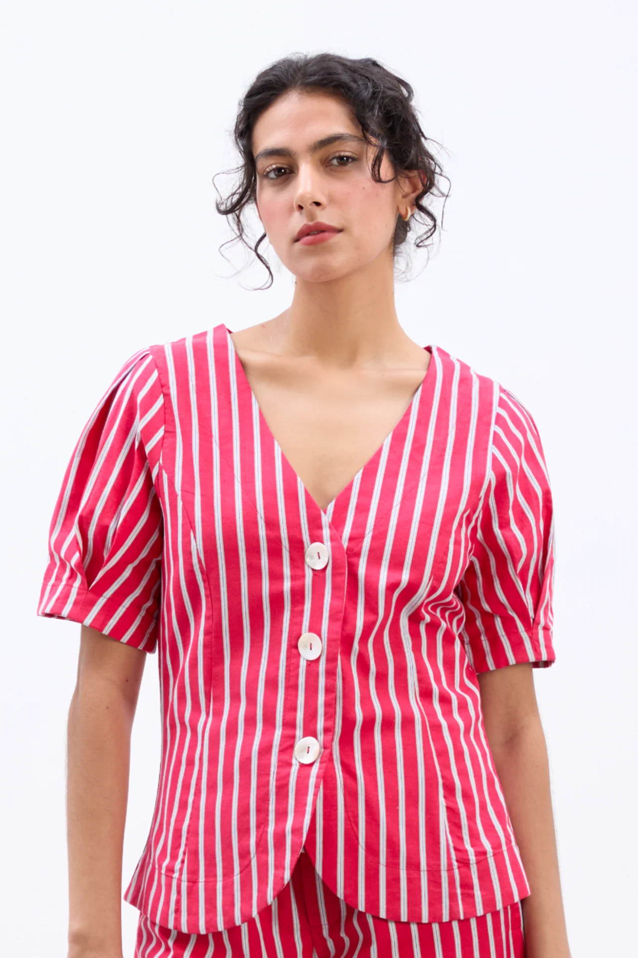 shell blouse - red stripe