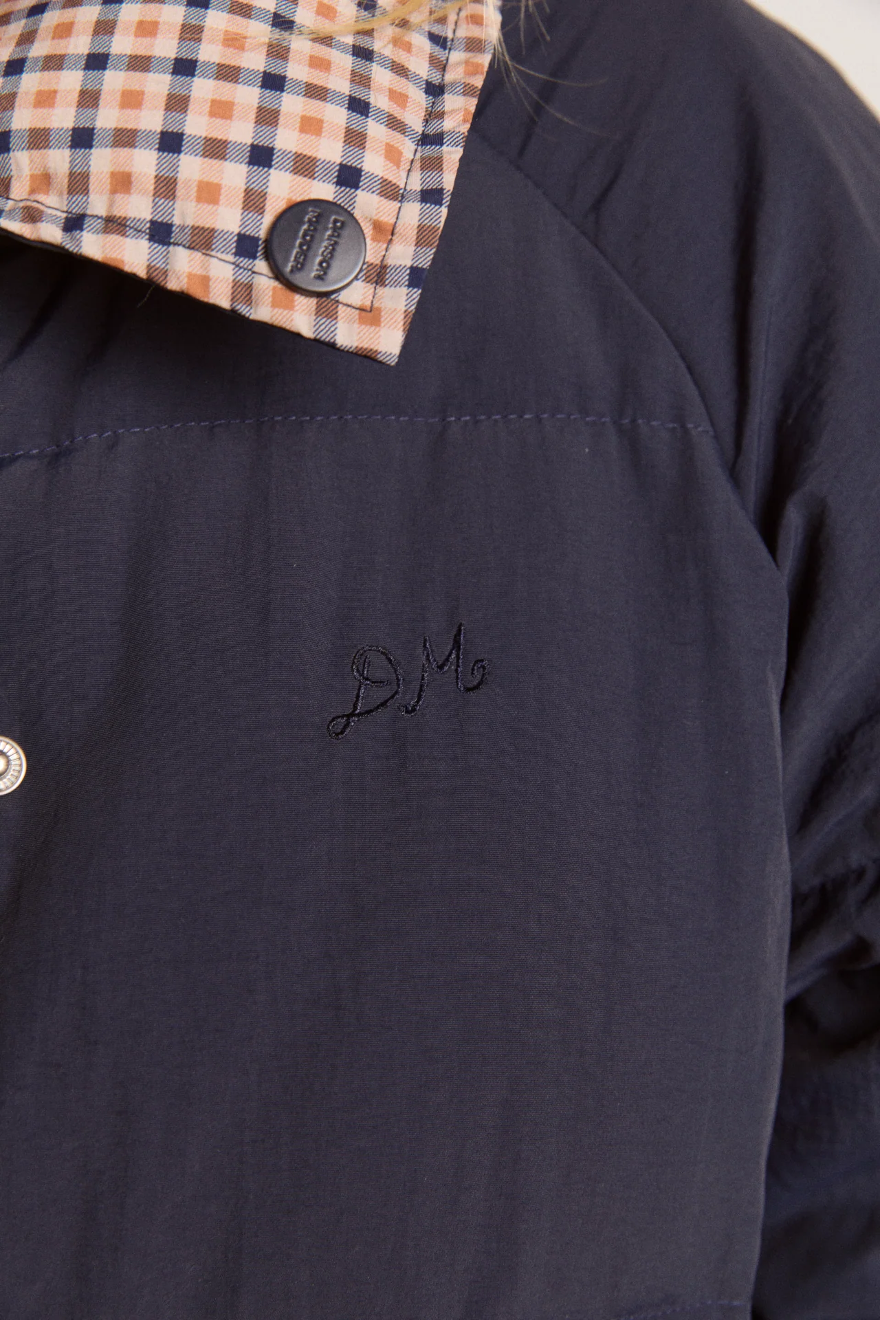 reversible opal puffer - navy & check