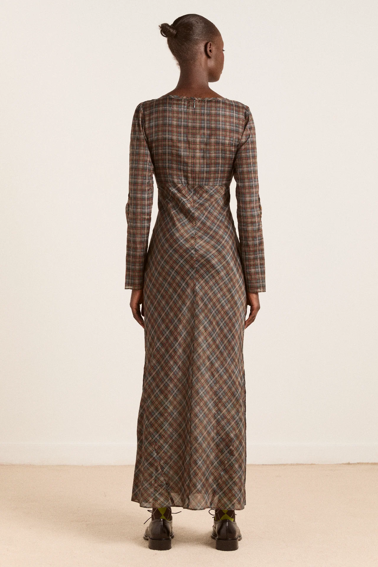 marissa sheer midi dress - multi check