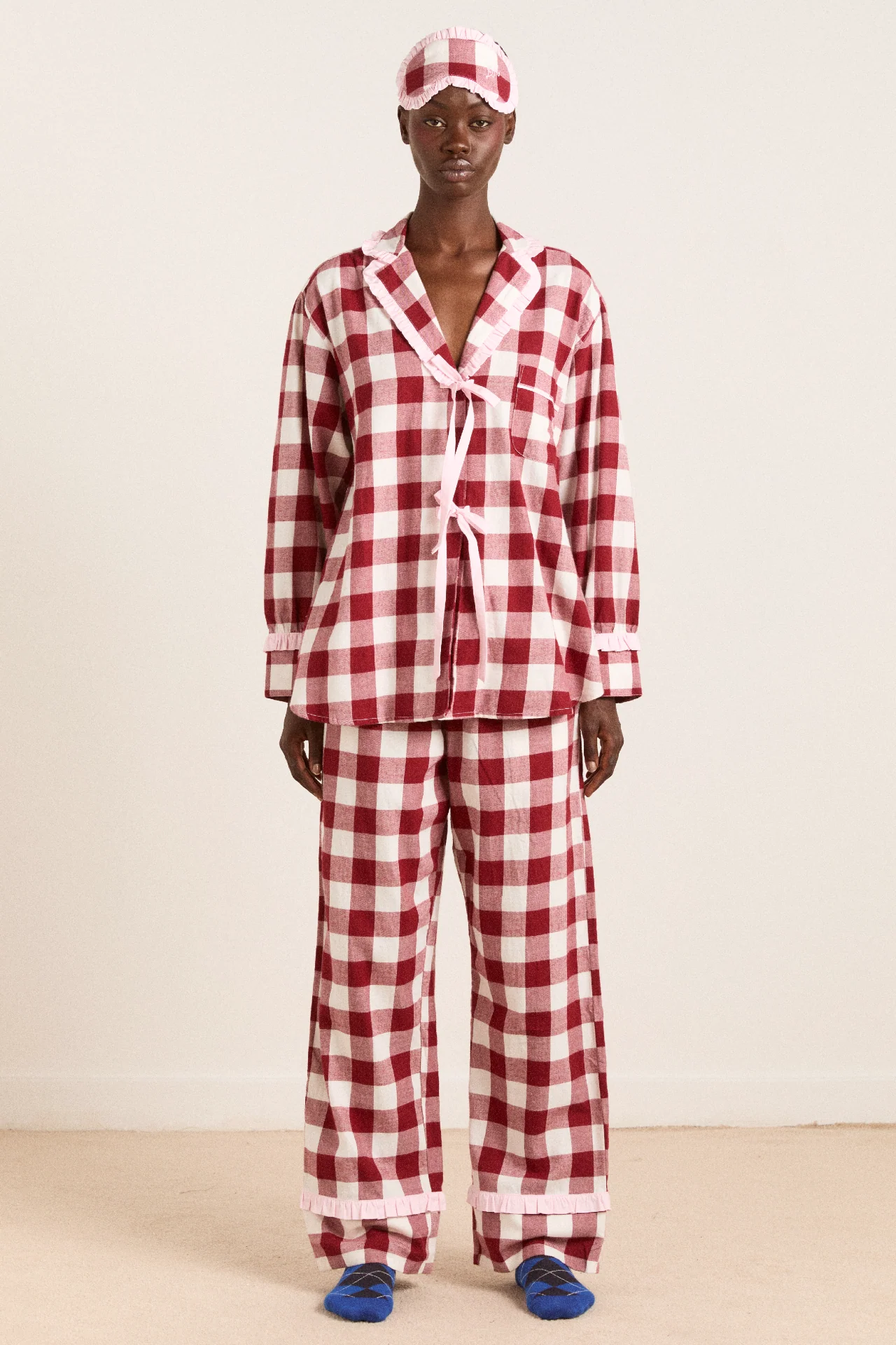 antonella pj set - burg gingham