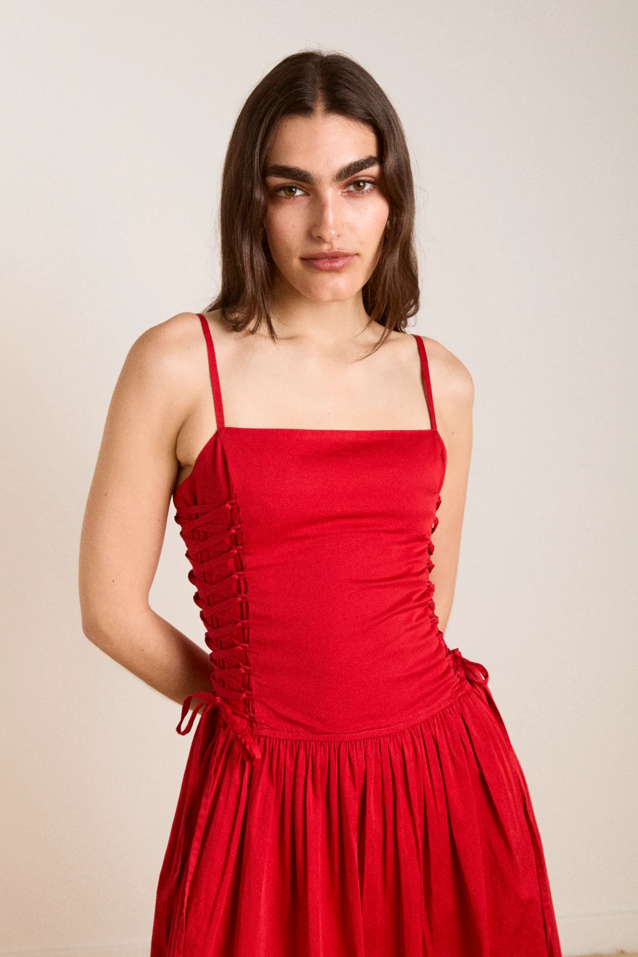 angelina midi dress - red