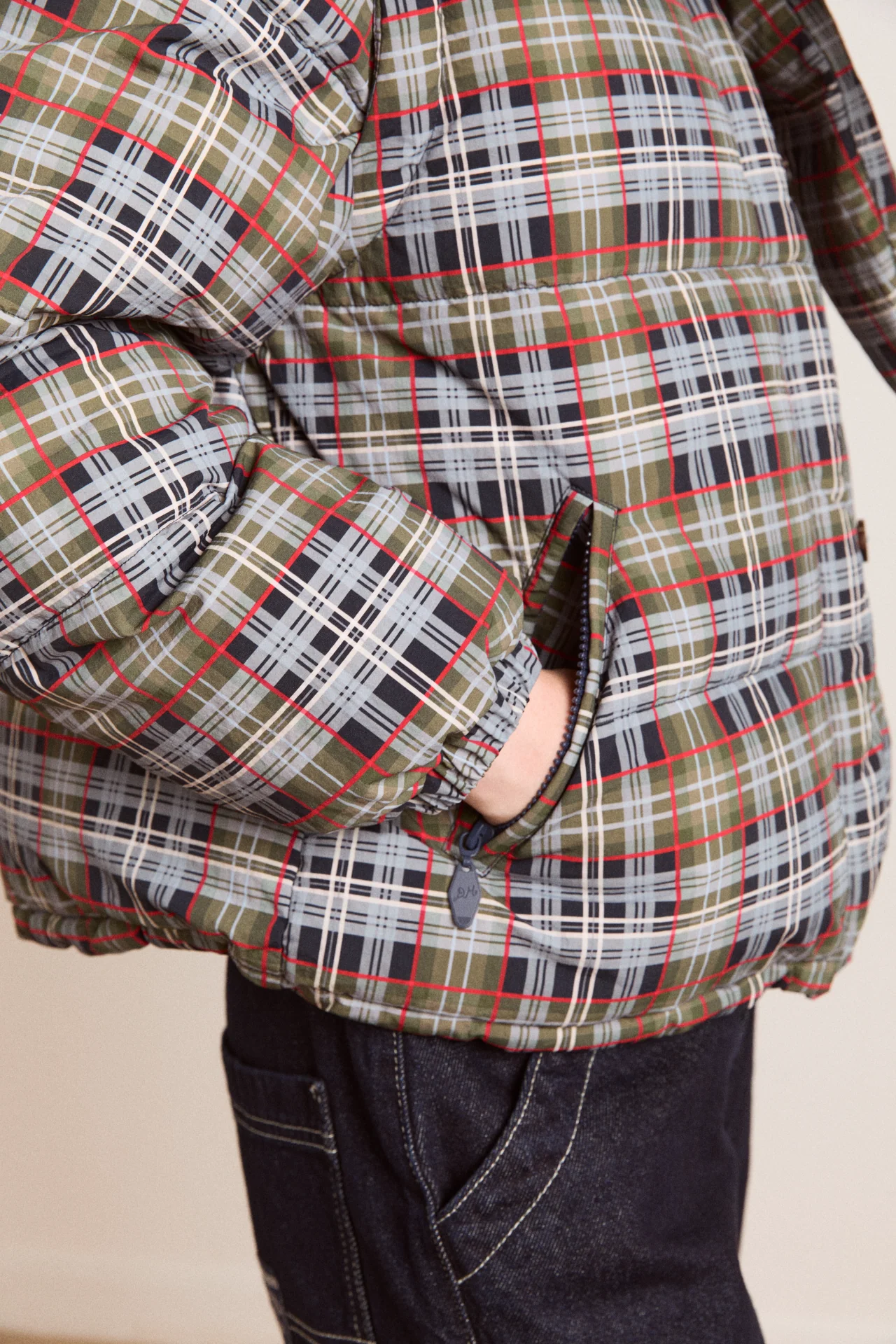 pearl hooded puffer - multi check