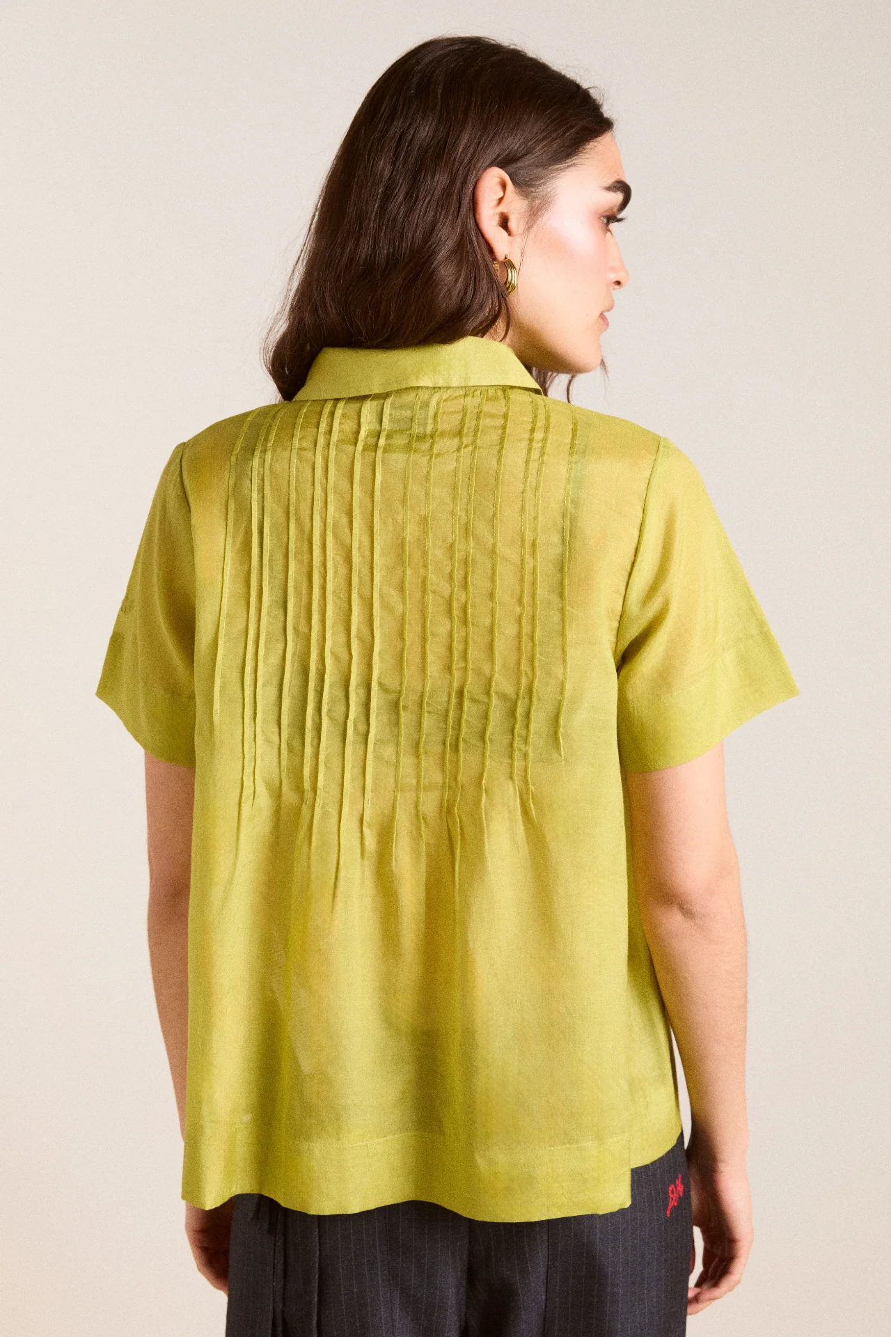 sheer wendy blouse - golden lime